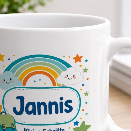 Tasse »Jannis Kleine Schritte. Großes Abenteuer.«
