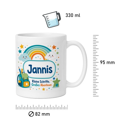 Tasse »Jannis Kleine Schritte. Großes Abenteuer.«