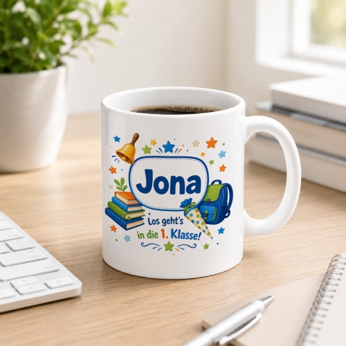 Tasse »Jona Los geht’s in die 1. Klasse!«