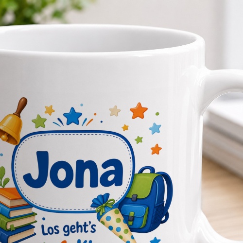 Tasse »Jona Los geht’s in die 1. Klasse!«