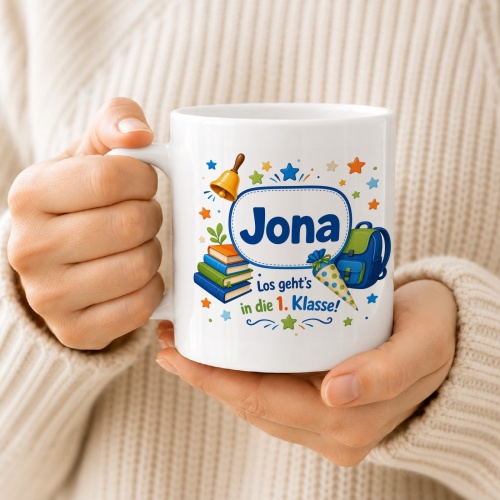 Tasse »Jona Los geht’s in die 1. Klasse!«