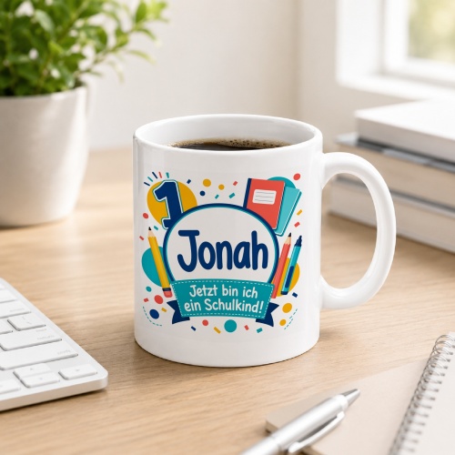 Tasse »Jonah Jetzt bin ich ein Schulkind!«