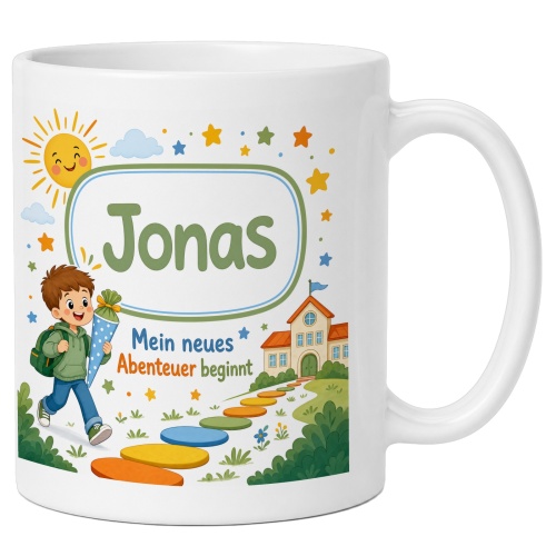 Tasse »Jonas Mein neues Abenteuer beginnt«