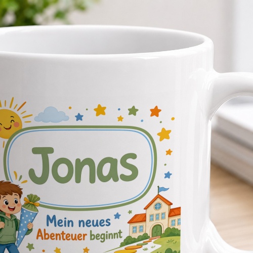 Tasse »Jonas Mein neues Abenteuer beginnt«