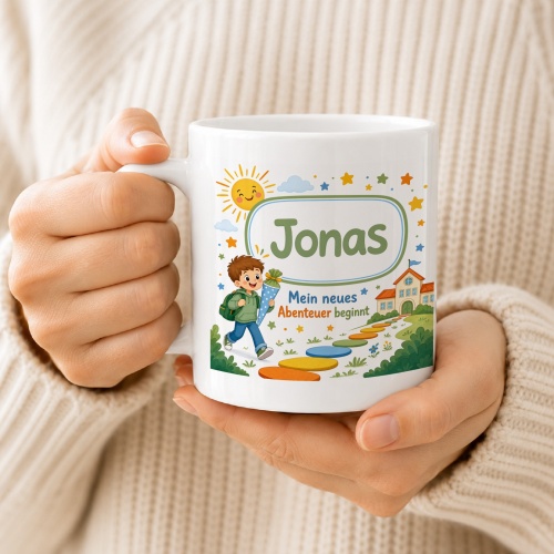Tasse »Jonas Mein neues Abenteuer beginnt«