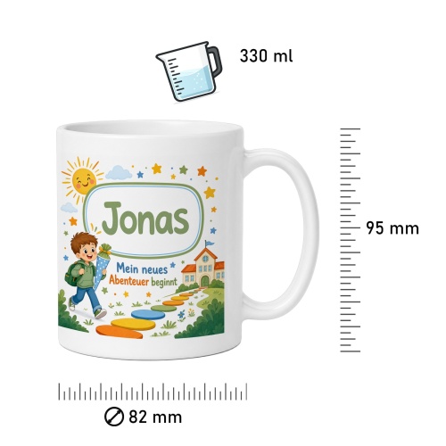 Tasse »Jonas Mein neues Abenteuer beginnt«
