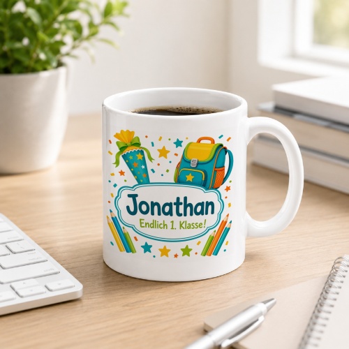 Tasse »Jonathan Endlich 1. Klasse!«