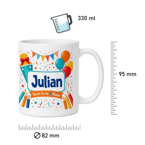 Tasse »Julian Bereit für die 1. Klasse«