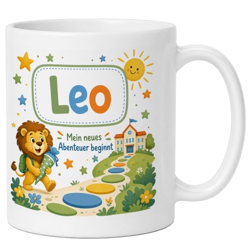 Tasse »Leo Mein neues Abenteuer beginnt«