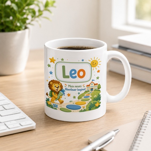 Tasse »Leo Mein neues Abenteuer beginnt«
