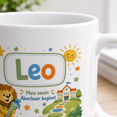 Tasse »Leo Mein neues Abenteuer beginnt«