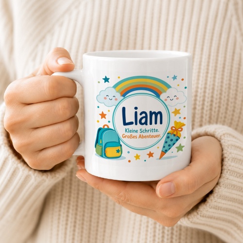 Tasse »Liam Kleine Schritte. Großes Abenteuer.«