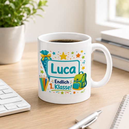 Tasse »Luca Endlich 1. Klasse!«