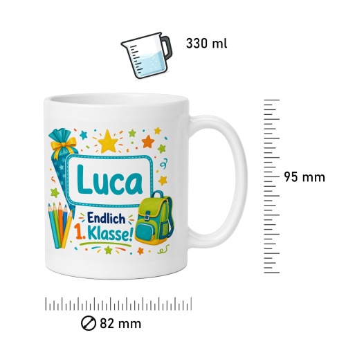 Tasse »Luca Endlich 1. Klasse!«