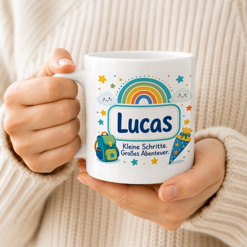 Tasse »Lucas Kleine Schritte. Großes Abenteuer.«