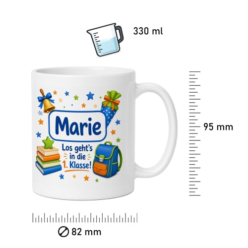 Tasse »Marie Los gehts in die 1. Klasse!«