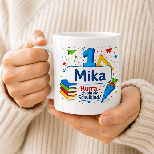 Tasse »Mika Hurra, ich bin ein Schulkind!«
