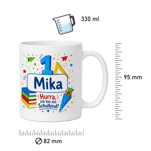 Tasse »Mika Hurra, ich bin ein Schulkind!«