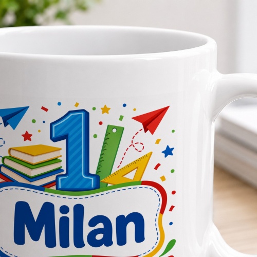Tasse »Milan Hurra, ich bin ein Schulkind!«
