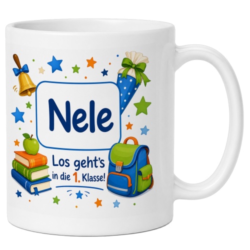 Tasse »Nele Los gehts in die 1. Klasse!«