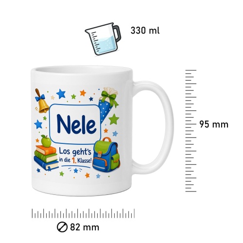 Tasse »Nele Los gehts in die 1. Klasse!«