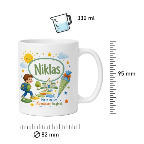 Tasse »Niklas Mein neues Abenteuer beginnt«