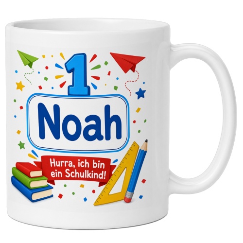 Tasse »Noah Hurra, ich bin ein Schulkind!«