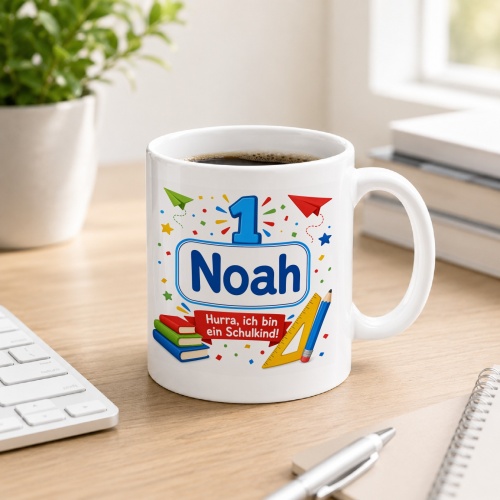 Tasse »Noah Hurra, ich bin ein Schulkind!«