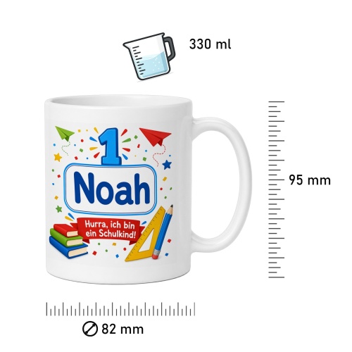 Tasse »Noah Hurra, ich bin ein Schulkind!«