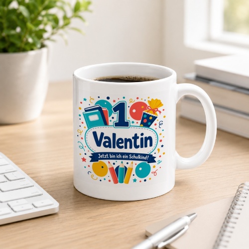 Tasse »Valentin Jetzt bin ich ein Schulkind!«