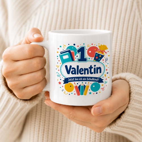 Tasse »Valentin Jetzt bin ich ein Schulkind!«