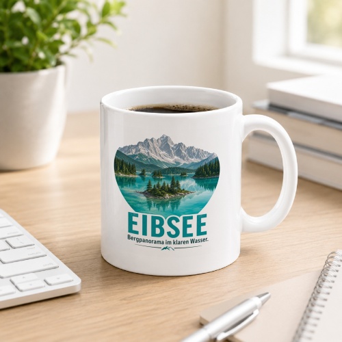 Tasse »Eibsee Bergpanorama im klaren Wasser.«