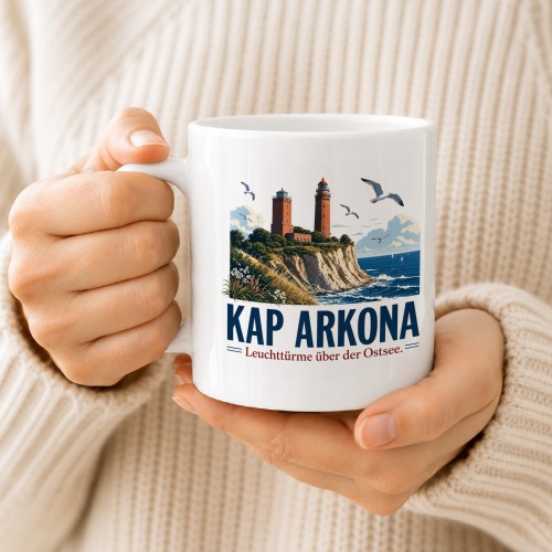 Tasse »Kap Arkona Leuchttürme über der Ostsee«