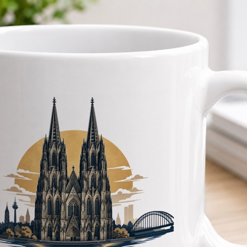 Tasse »Kölner Dom Gotik über dem Rhein.«