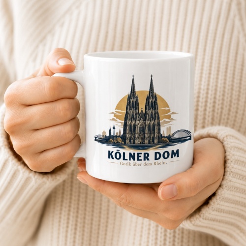Tasse »Kölner Dom Gotik über dem Rhein.«