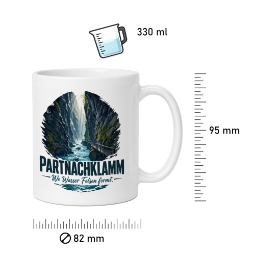 Tasse »Partnachklamm – Wo Wasser Felsen formt.«