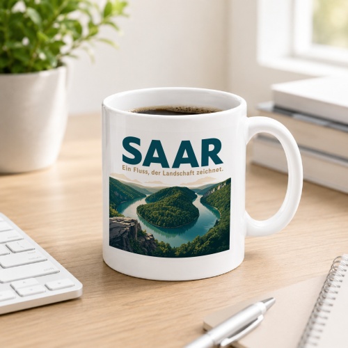 Tasse »Saar Ein Fluss, der Landschaft zeichnet.«