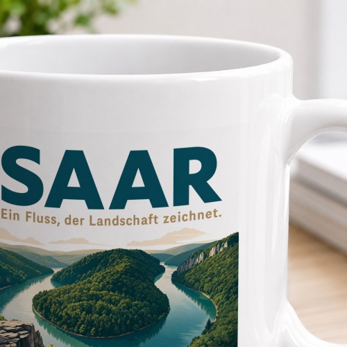 Tasse »Saar Ein Fluss, der Landschaft zeichnet.«