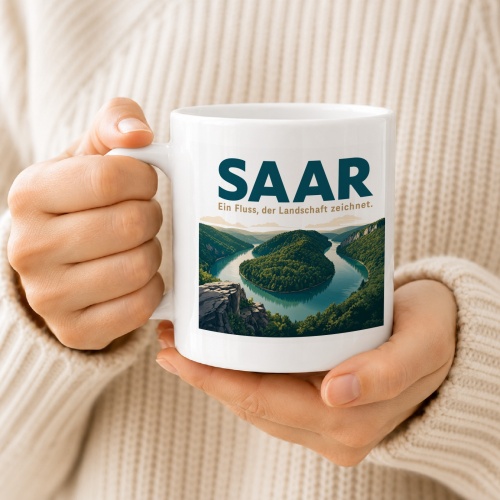 Tasse »Saar Ein Fluss, der Landschaft zeichnet.«