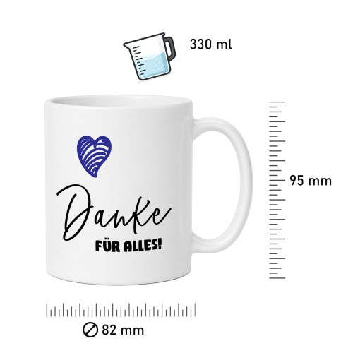 Tasse »Danke für alles!« (blau)