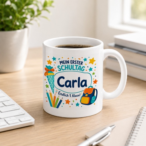 Tasse »Mein erster Schultag Carla Endlich 1....