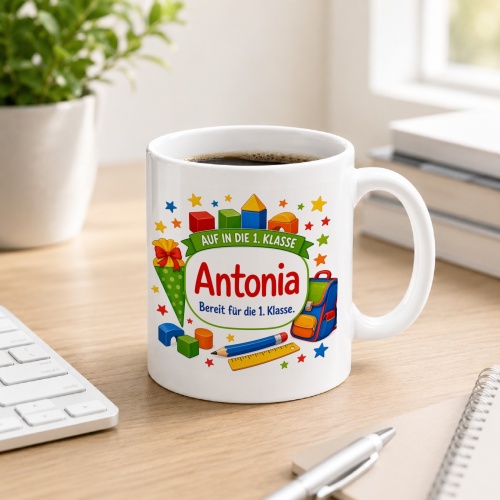 Tasse »Auf in die 1. Klasse Antonia«