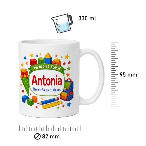 Tasse »Auf in die 1. Klasse Antonia«