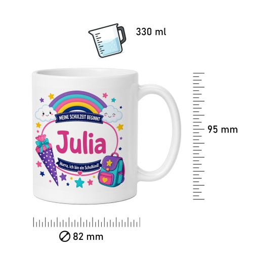 Tasse »Meine Schulzeit beginnt Julia«