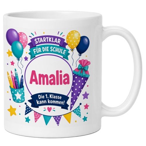 Tasse »Startklar für die Schule Amalia«