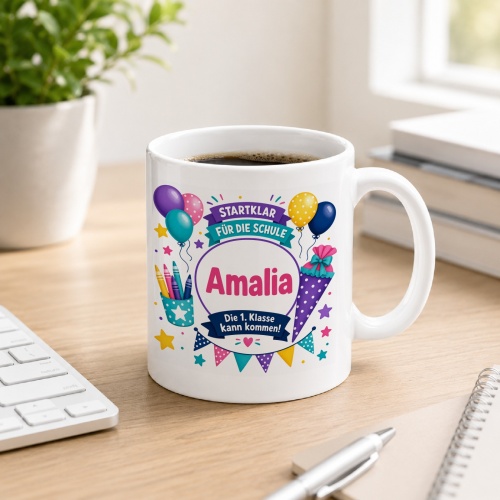 Tasse »Startklar für die Schule Amalia«