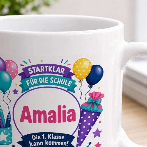 Tasse »Startklar für die Schule Amalia«