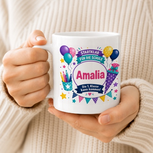 Tasse »Startklar für die Schule Amalia«