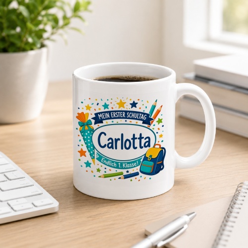 Tasse »Mein erster Schultag Carlotta Endlich 1. Klasse!«