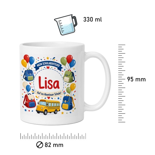 Tasse »Mein Schulabenteuer Lisa Auf ins Abenteuer Schule!«